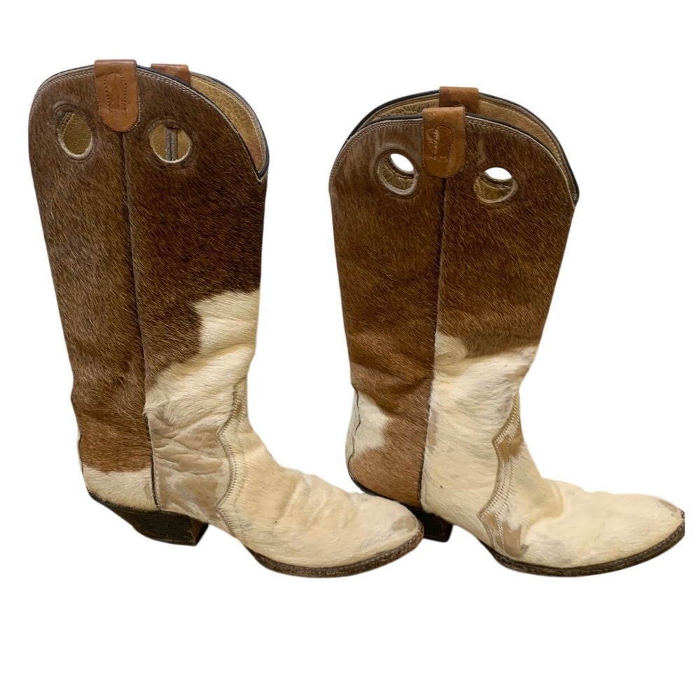 Laramie Cowhide Hair On Hide Boots 10.5 Leather Western Cowboy Mens